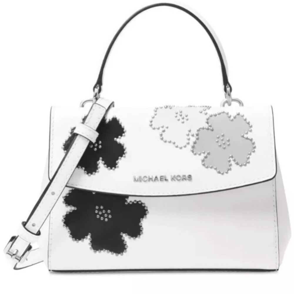 Michael Kors Ava Top Handle Crossbody White Navy Floral NWT